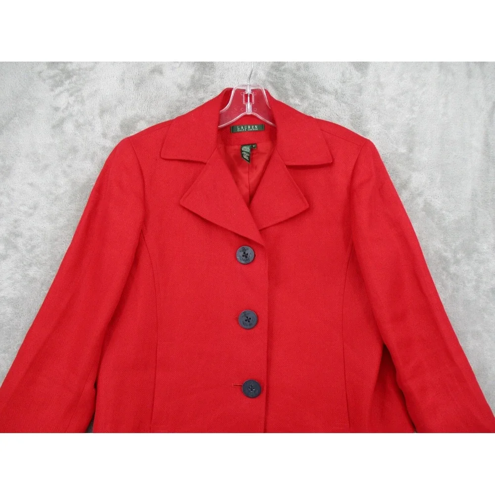 Ralph Lauren Jacket LRL 12 Linen Anchor‎ Buttons Nautical Lightweight Career Red
